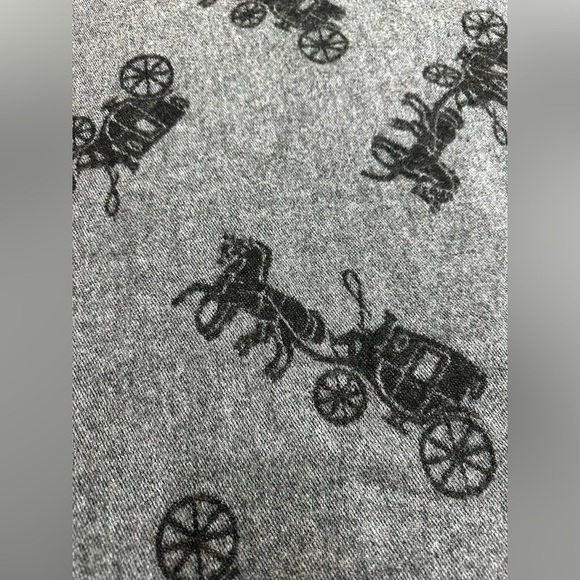 Coach Wool & Cashmere Horse And Carriage Oversized Muffler F76387 Black Gray - Picture 4 of 9